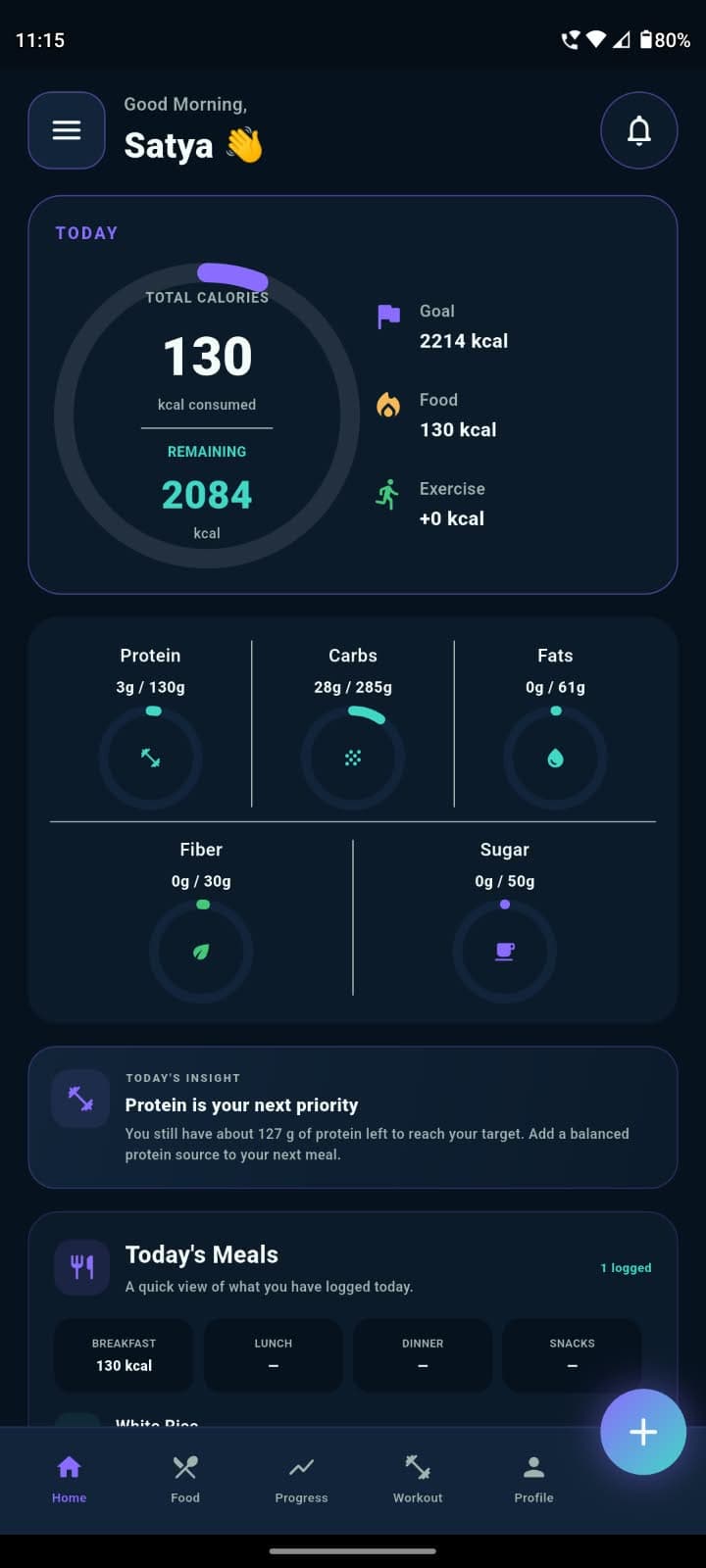 GrowFit home screen