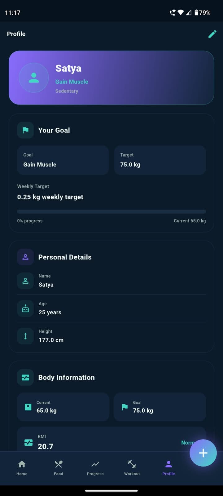 GrowFit profile goals